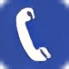 A white telephone sign on a blue background